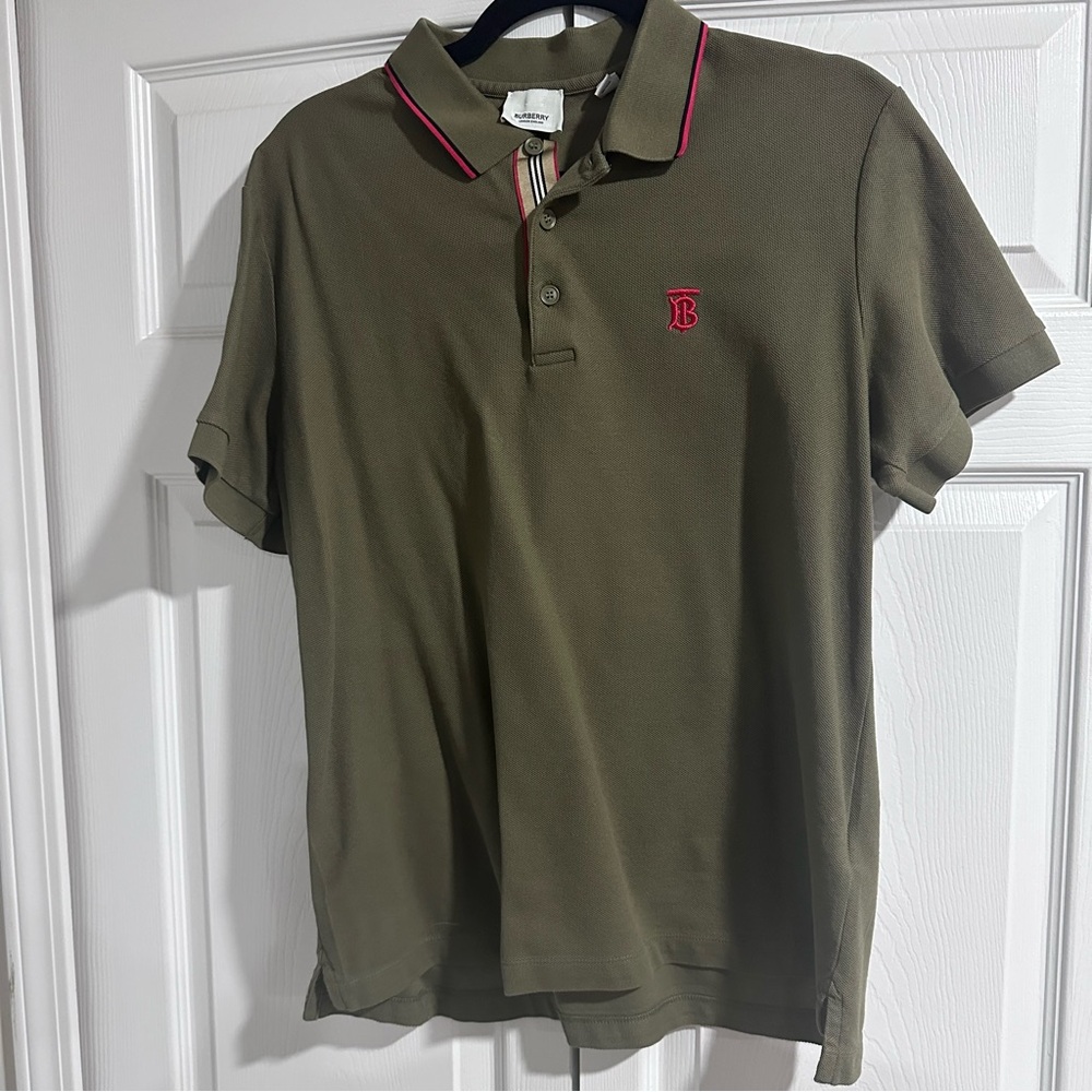 Burberry Icon Stripe placket piqué polo shirt size L